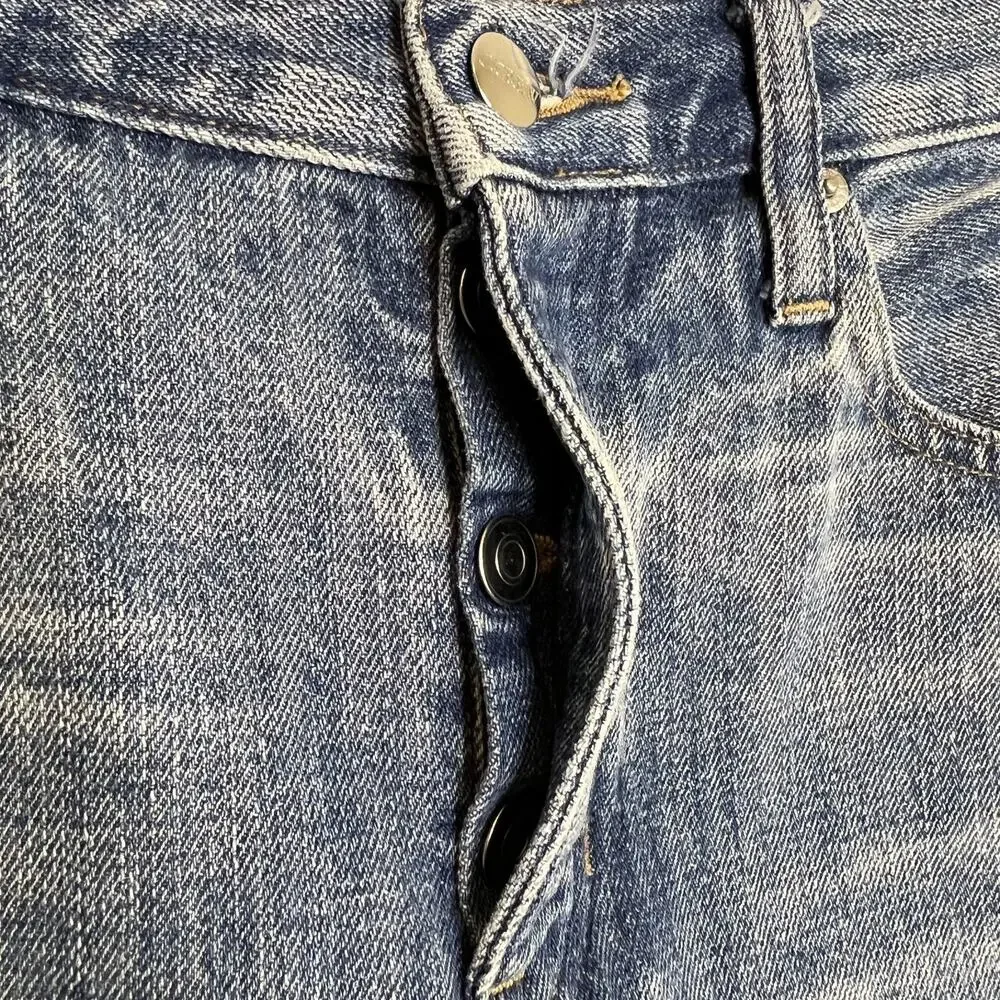 J Crew Womens RE '84 Slouchy Jeans Size 27 Blue Button Fly Straight Leg